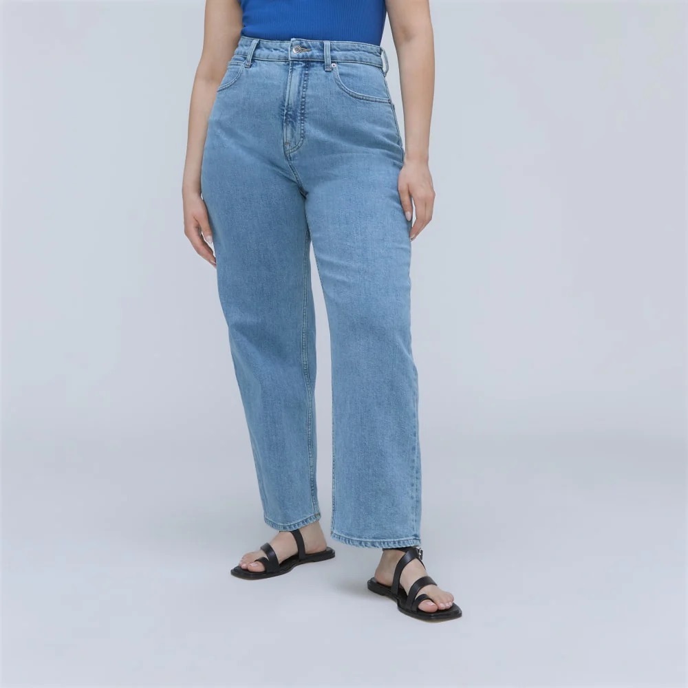 High-Rise Straight Leg Women’s Jeans in Light Blue